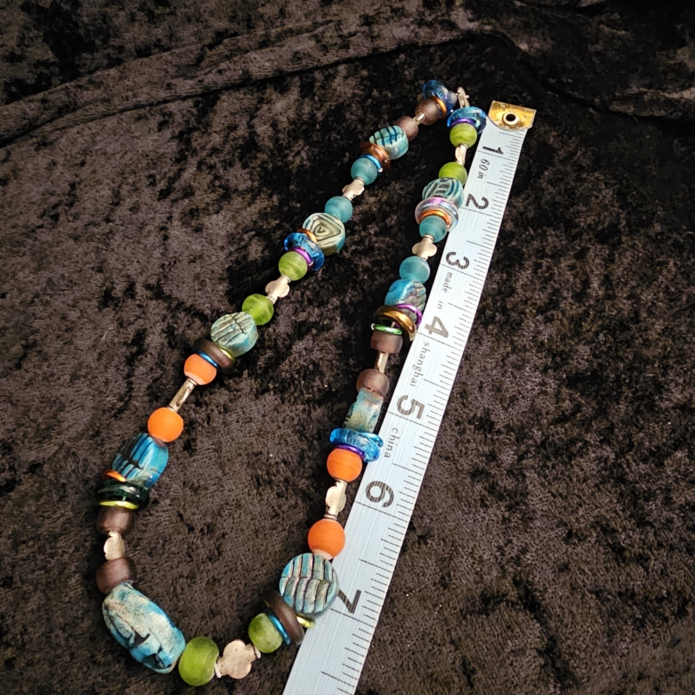 Vintage Multi- Color Beaded Choker Necklace - Picture 2 of 2